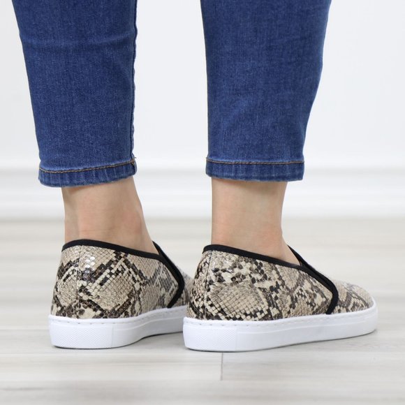 Snake Python Skin Print Fashion Slip On Sneakers Shoes - Picture 9 of 14